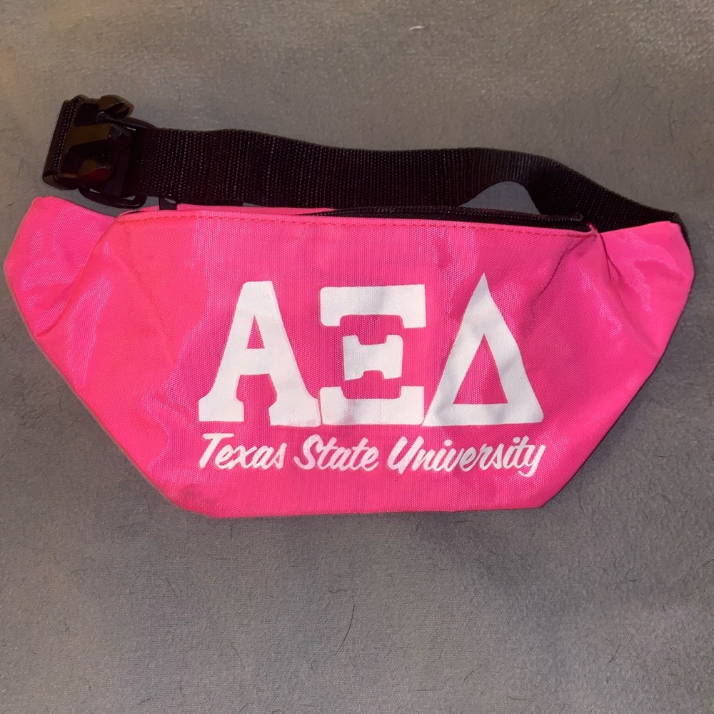 Texas State University alpha xi delta pink fanny pack